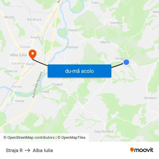 Harta de Straja R către Alba Iulia