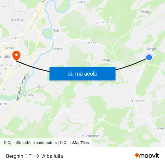 Harta de Berghin 1 T către Alba Iulia