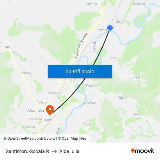 Harta de Santimbru-Scoala R către Alba Iulia