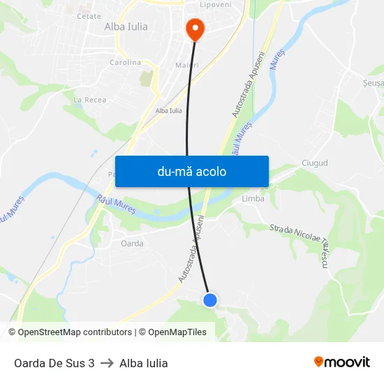 Harta de Oarda De Sus 3 către Alba Iulia