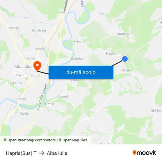 Harta de Hapria(Sus) T către Alba Iulia