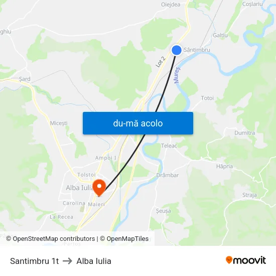 Harta de Santimbru 1t către Alba Iulia
