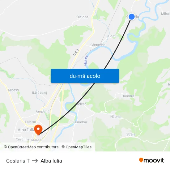 Harta de Coslariu T către Alba Iulia