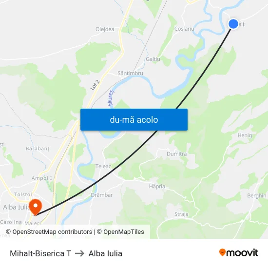 Harta de Mihalt-Biserica T către Alba Iulia