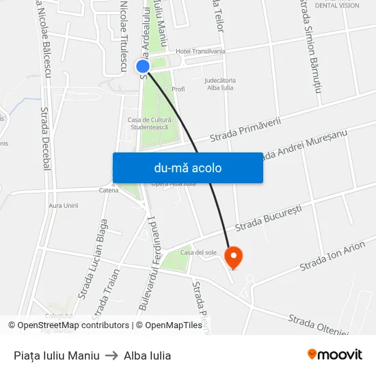 Harta de Piața Iuliu Maniu către Alba Iulia