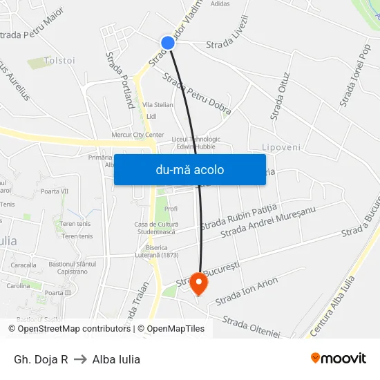 Harta de Gh. Doja R către Alba Iulia