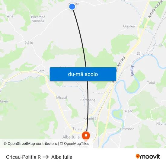 Harta de Cricau-Politie R către Alba Iulia