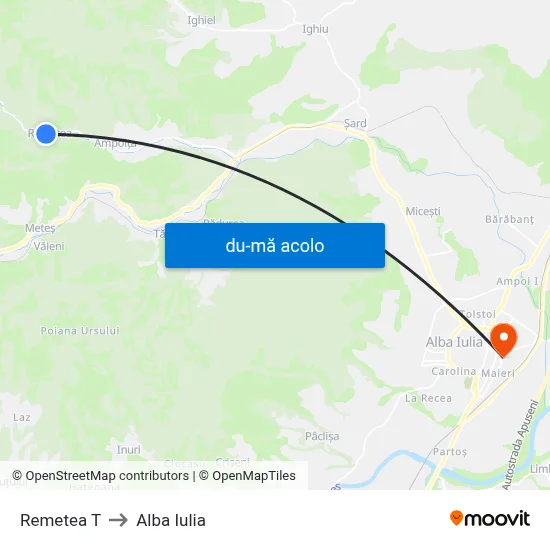 Harta de Remetea T către Alba Iulia