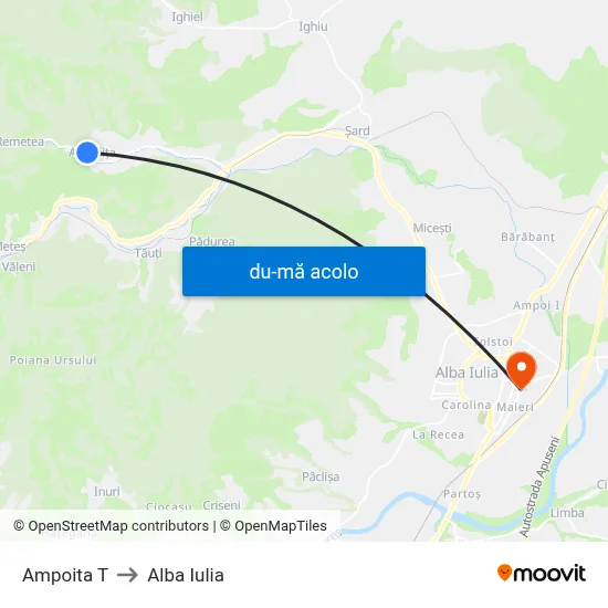 Harta de Ampoita T către Alba Iulia