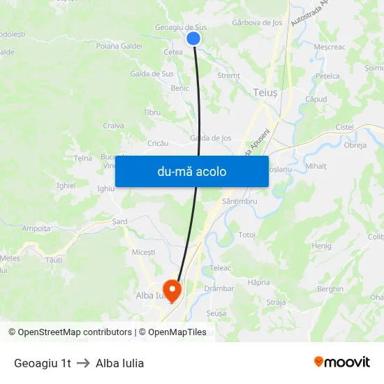 Harta de Geoagiu 1t către Alba Iulia