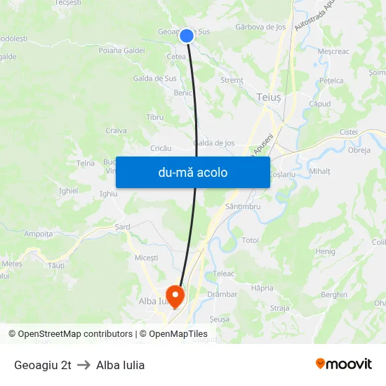 Harta de Geoagiu 2t către Alba Iulia