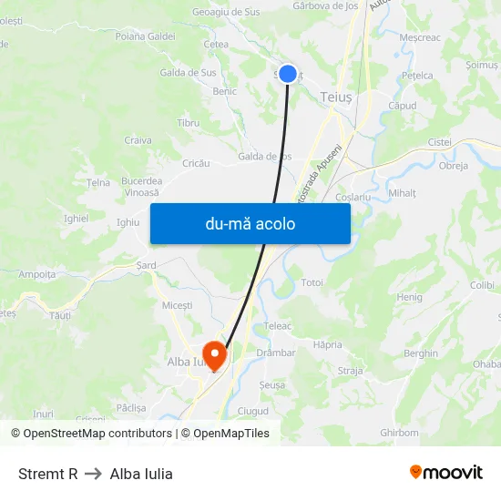 Harta de Stremt R către Alba Iulia
