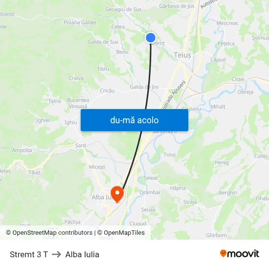 Harta de Stremt 3 T către Alba Iulia