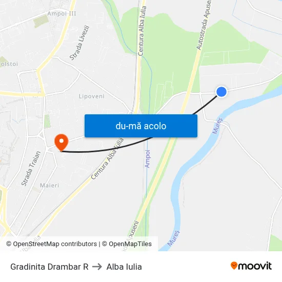 Harta de Gradinita Drambar R către Alba Iulia