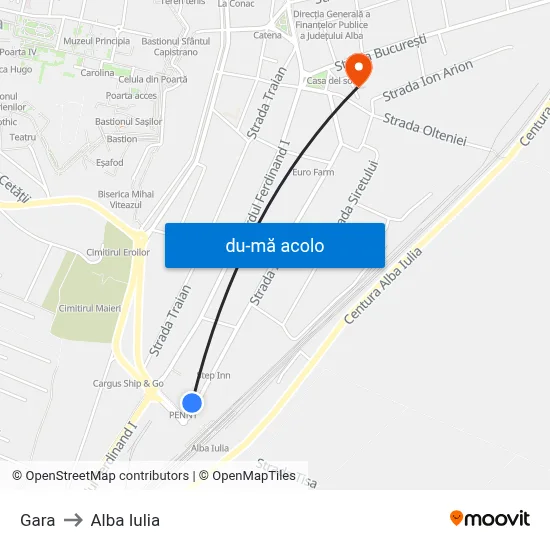 Harta de Gara către Alba Iulia