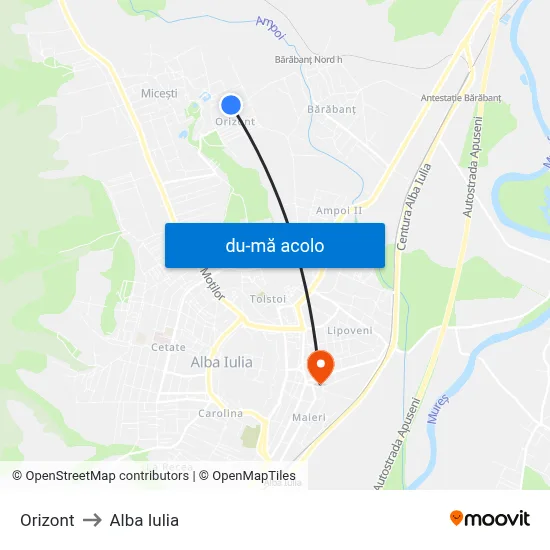 Harta de Orizont către Alba Iulia