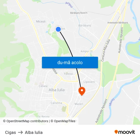 Harta de Cigas către Alba Iulia