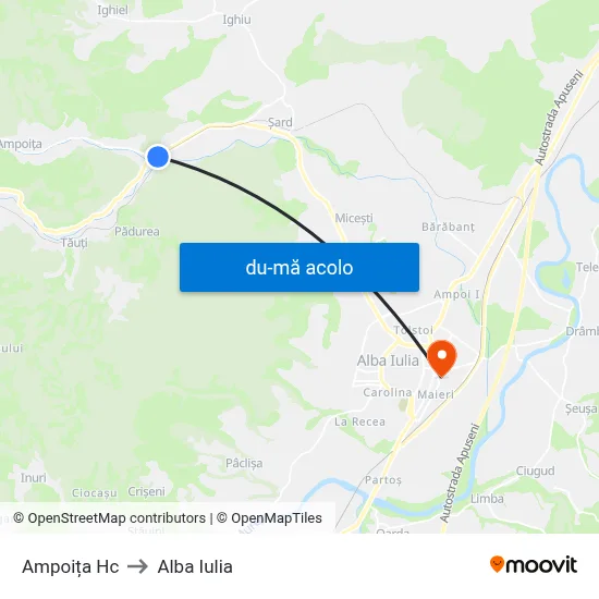 Harta de Ampoița Hc către Alba Iulia
