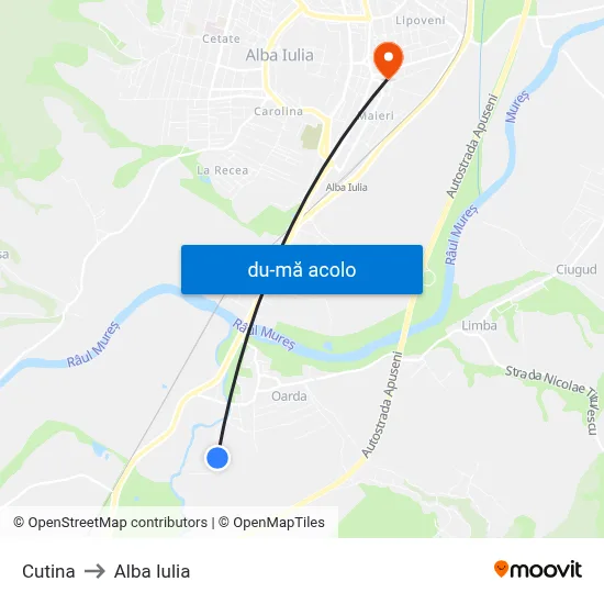 Harta de Cutina către Alba Iulia