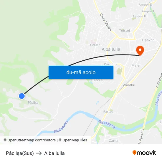 Harta de Pâclișa(Sus) către Alba Iulia