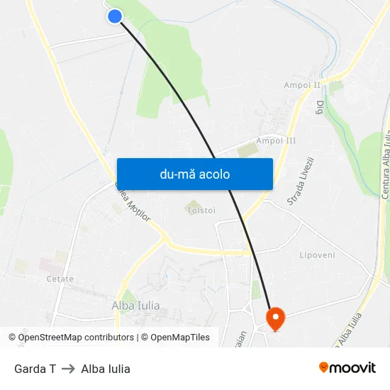 Harta de Garda T către Alba Iulia