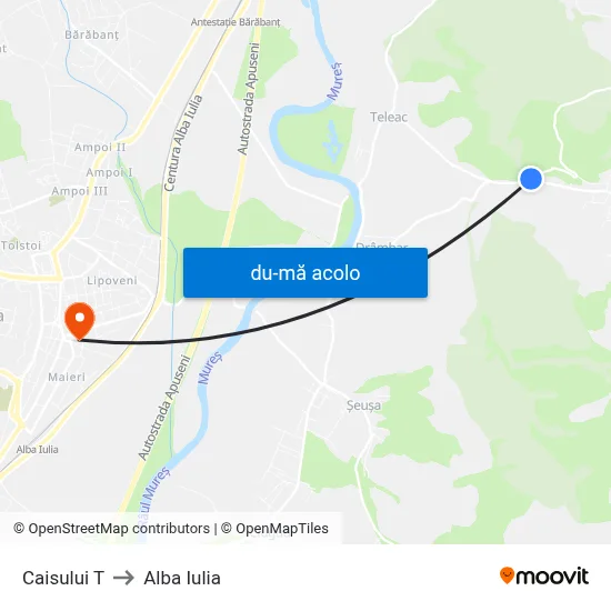 Harta de Caisului T către Alba Iulia