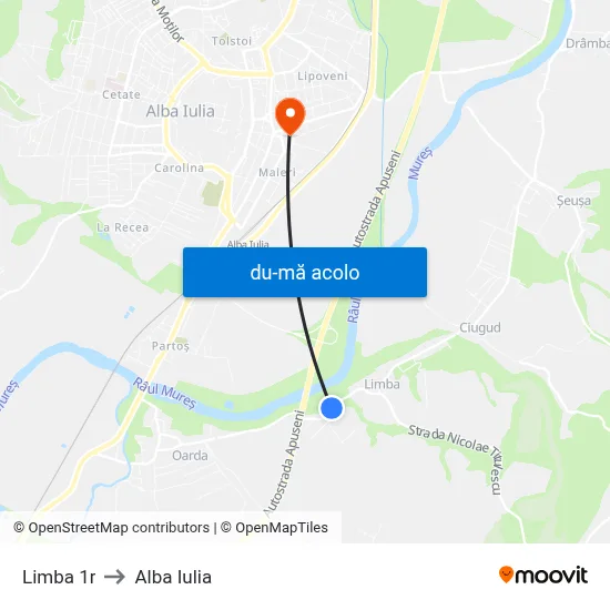 Harta de Limba 1r către Alba Iulia