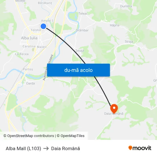 Harta de Alba Mall (L103) către Daia Română