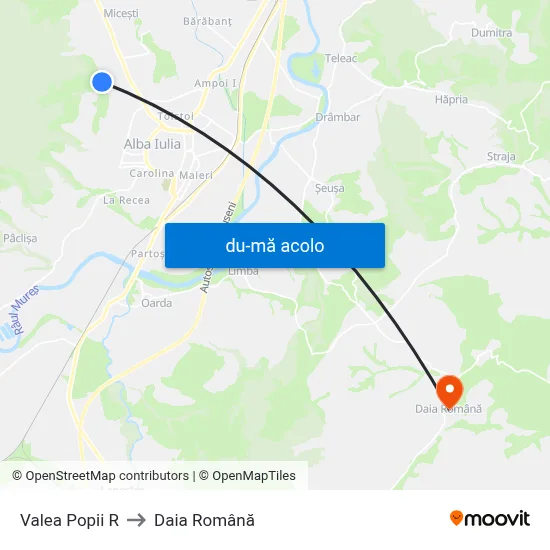 Harta de Valea Popii R către Daia Română
