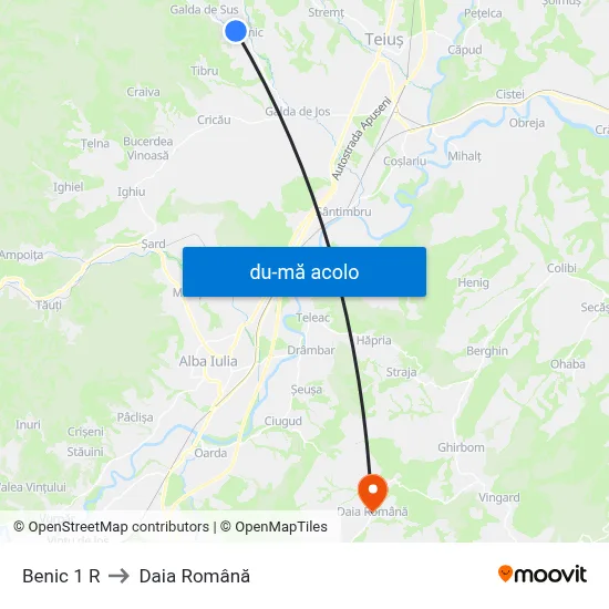 Harta de Benic 1 R către Daia Română