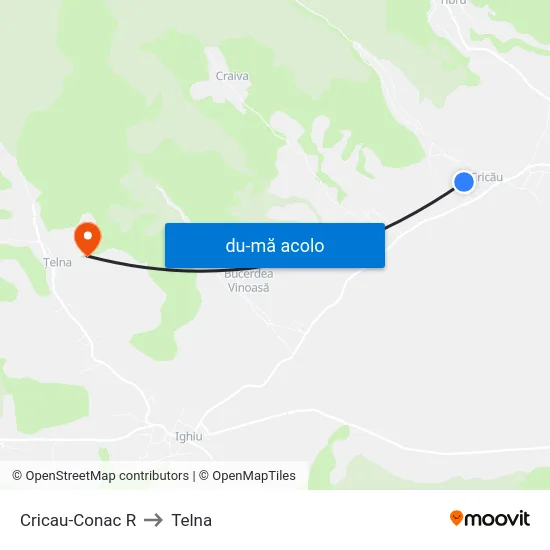 Harta de Cricau-Conac R către Telna