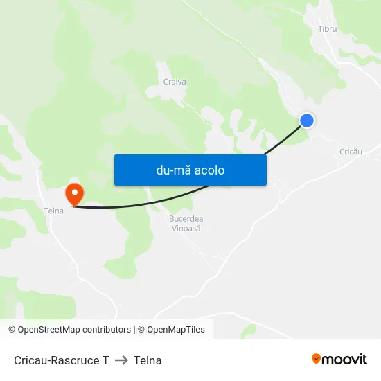 Harta de Cricau-Rascruce T către Telna