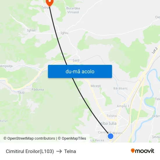 Harta de Cimitirul Eroilor(L103) către Telna
