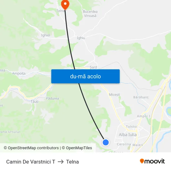 Harta de Camin De Varstnici T către Telna