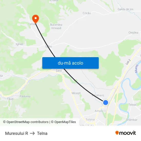 Harta de Muresului R către Telna