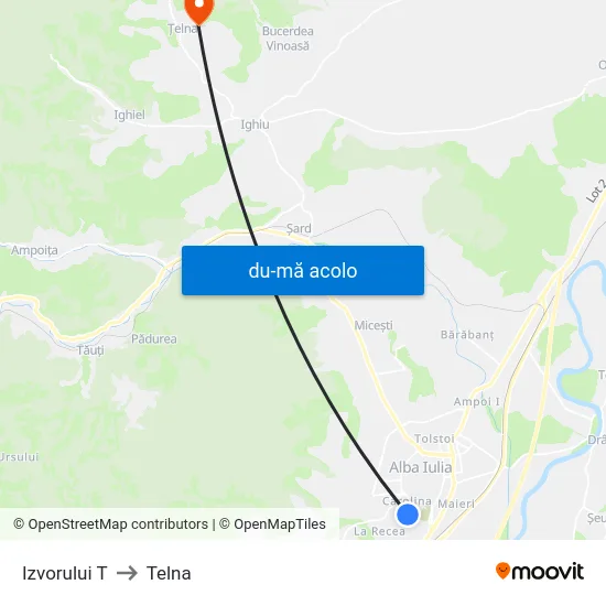 Harta de Izvorului T către Telna