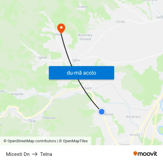 Harta de Micesti  Dn către Telna
