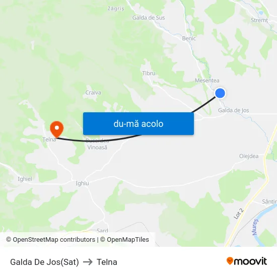 Harta de Galda De Jos(Sat) către Telna