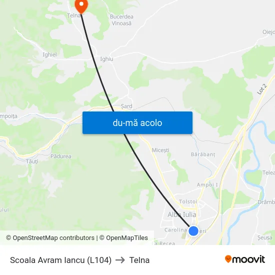 Harta de Scoala Avram Iancu (L104) către Telna