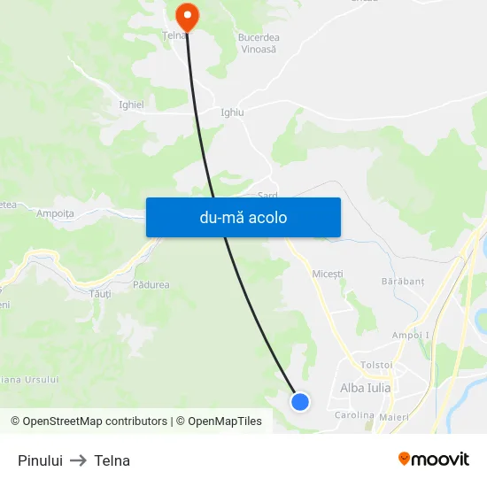 Harta de Pinului către Telna