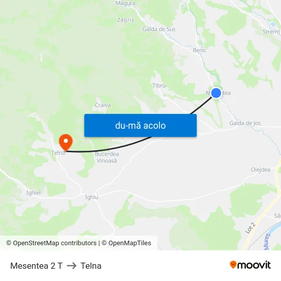 Harta de Mesentea 2 T către Telna