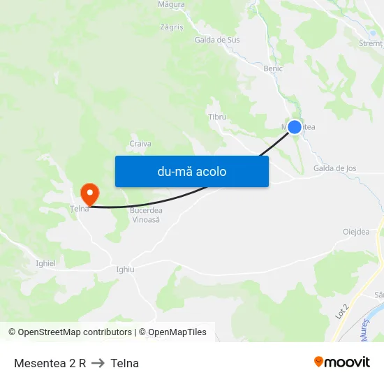 Harta de Mesentea 2 R către Telna