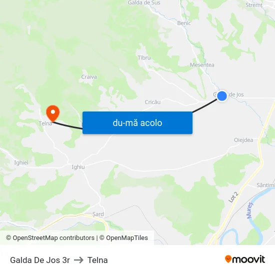 Harta de Galda De Jos 3r către Telna
