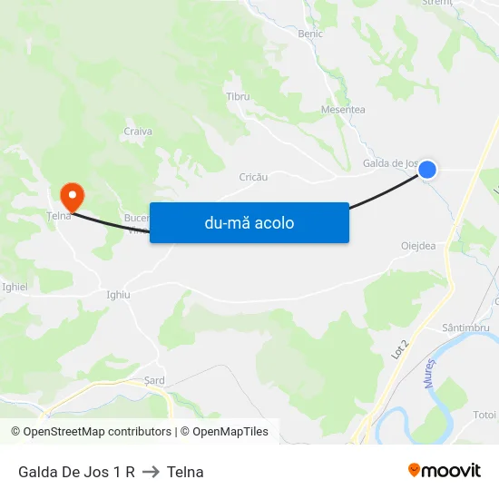 Harta de Galda De Jos 1 R către Telna