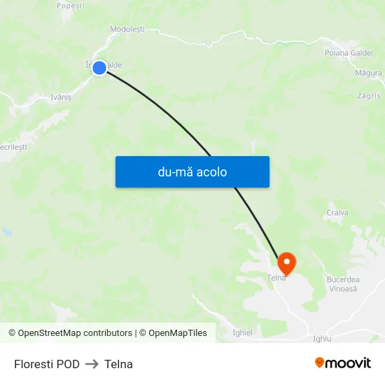 Harta de Floresti POD către Telna
