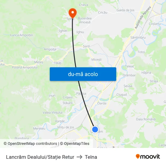 Harta de Lancrăm Dealului/Stație Retur către Telna