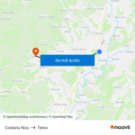 Harta de Coslariu Nou către Telna