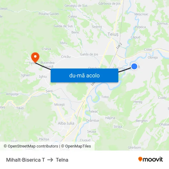 Harta de Mihalt-Biserica T către Telna