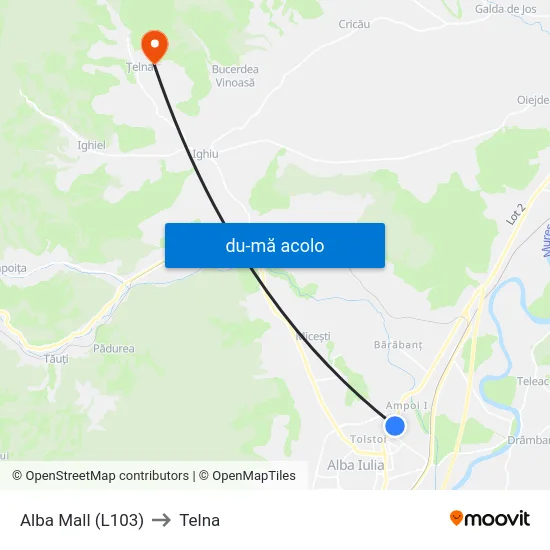 Harta de Alba Mall (L103) către Telna