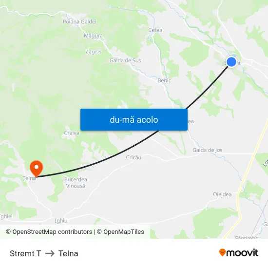 Harta de Stremt T către Telna